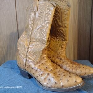 Men's Tan Ostrich Leather Boots